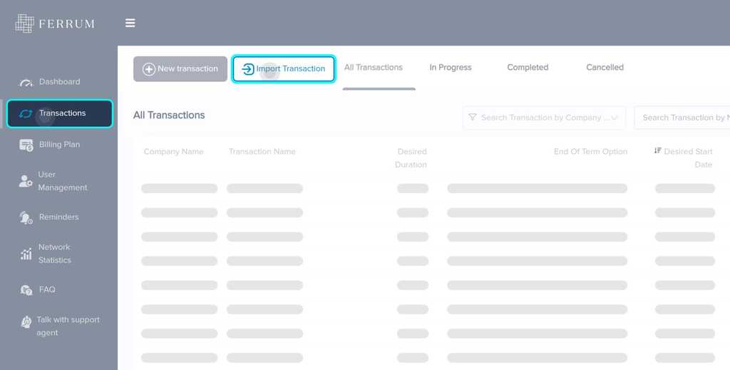 Import Transactions Step 1